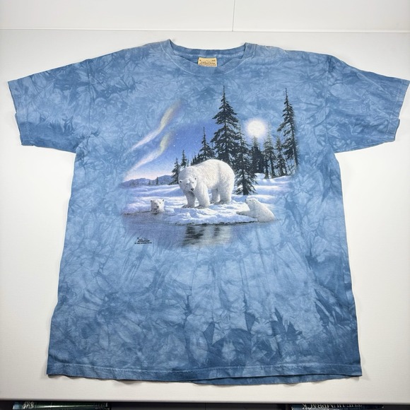 The Mountain Other - intage The Mountain Polar Bear Family T Shirt XXL Blue Tie Dye USA 1999